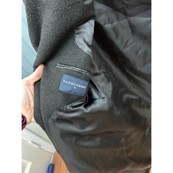 Saddlebred Men Charcoal Wool Blend Overcoat Size 40S single breasted buttons 3 - Picture 4 of 5